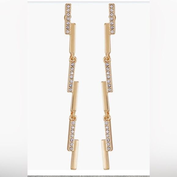 NEW! *Vince Camuto* Pavé Crystal Linear Drop Goldtone Earrings NWT - Picture 1 of 3